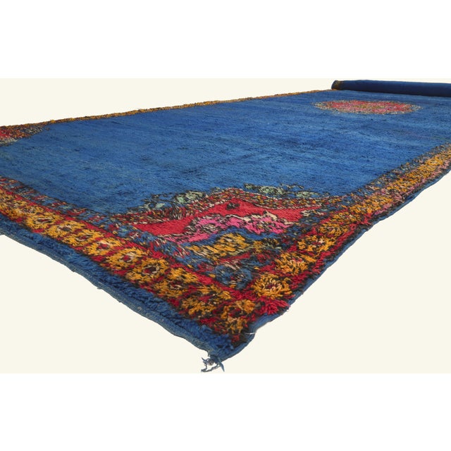 22075 Vintage Beni MGuild Moroccan Rug, 10'03 x 28'04. The Sapphire Sanctuary: A Vintage Beni M'Guild Moroccan Masterpiece...