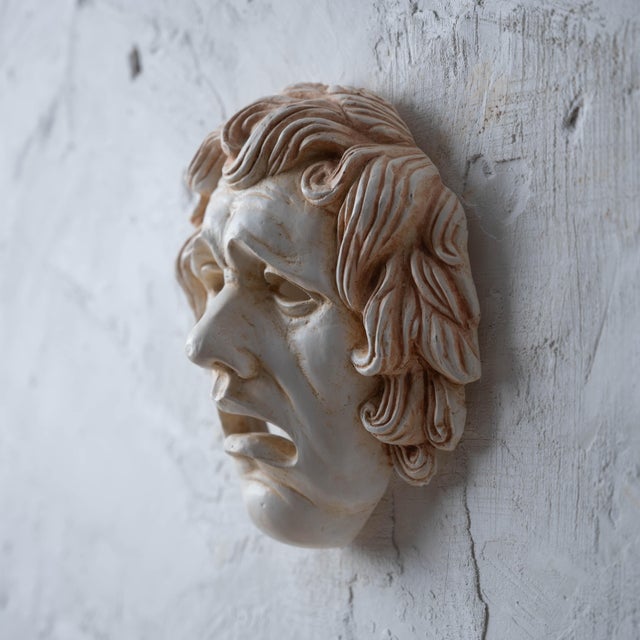 Neoclassical Neoclassical Plaster Tragedy Mask, C. 1980 For Sale - Image 3 of 8
