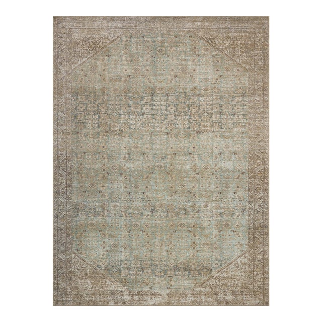 Amber Lewis x Loloi Cambria Aqua / Natural 2'-0" x 5'-0" Accent Rug For Sale