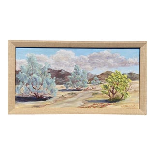 Mid Century California Desert Palm Springs Landscape Fine Art Painting For Sale