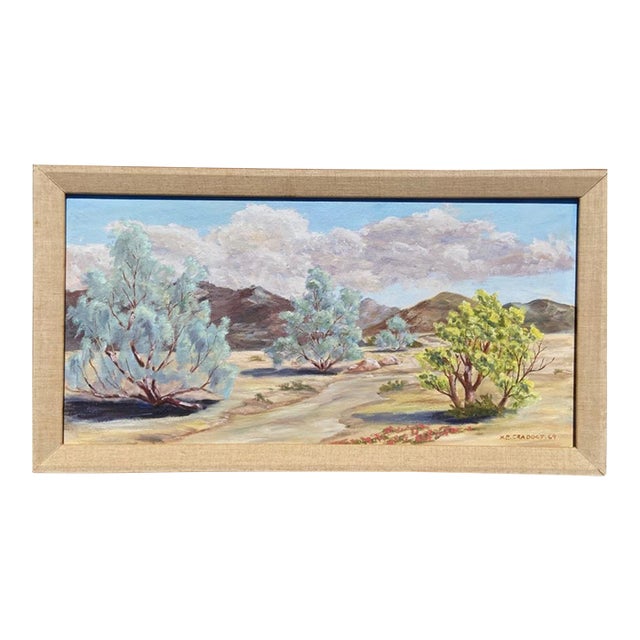 Mid Century California Desert Palm Springs Landscape Fine Art Painting For Sale