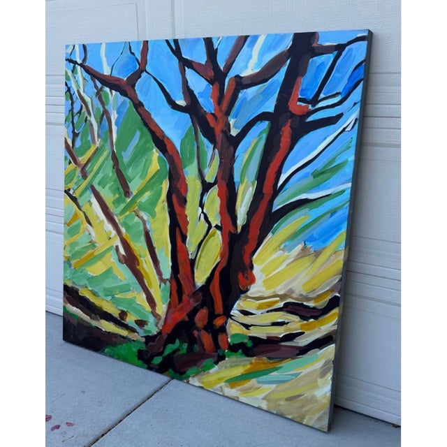 Large 48" × 48" Original Expressionist Tree Painting, 1998, Vibrant Colorful For Sale - Image 12 of 18