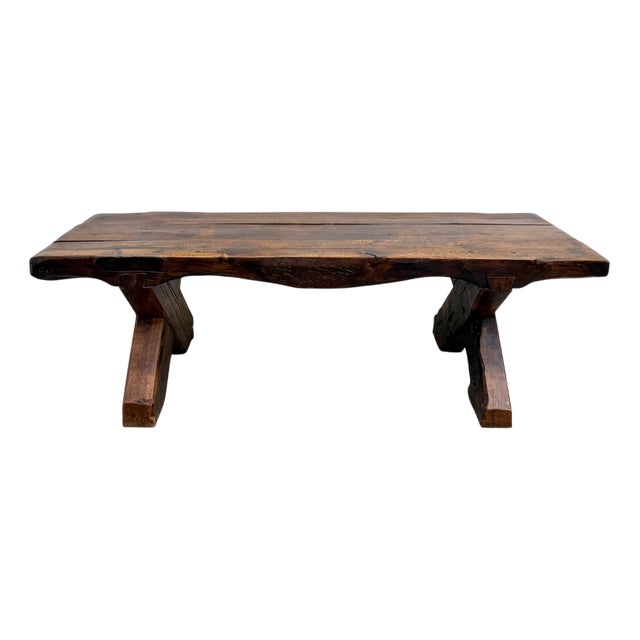 Folk Art Brutalist Table in Oak, 1900s For Sale