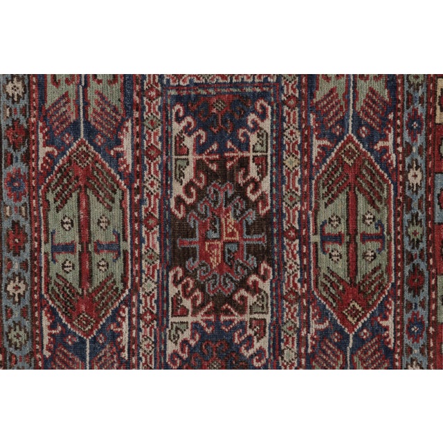 Rug & Kilim’s Kazak Inspired Square Rug in Red and Blue Tribal Pattern For Sale In New York - Image 6 of 8
