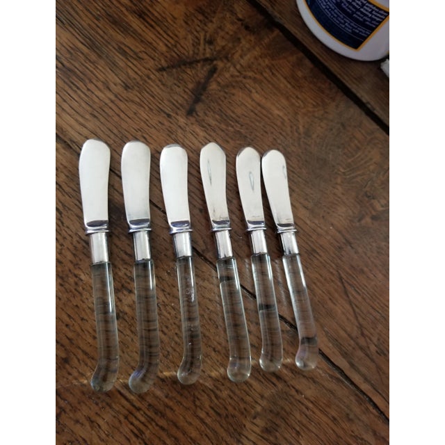 Metal Six Glass and Silver Plated Knives - Set of 6 For Sale - Image 7 of 10