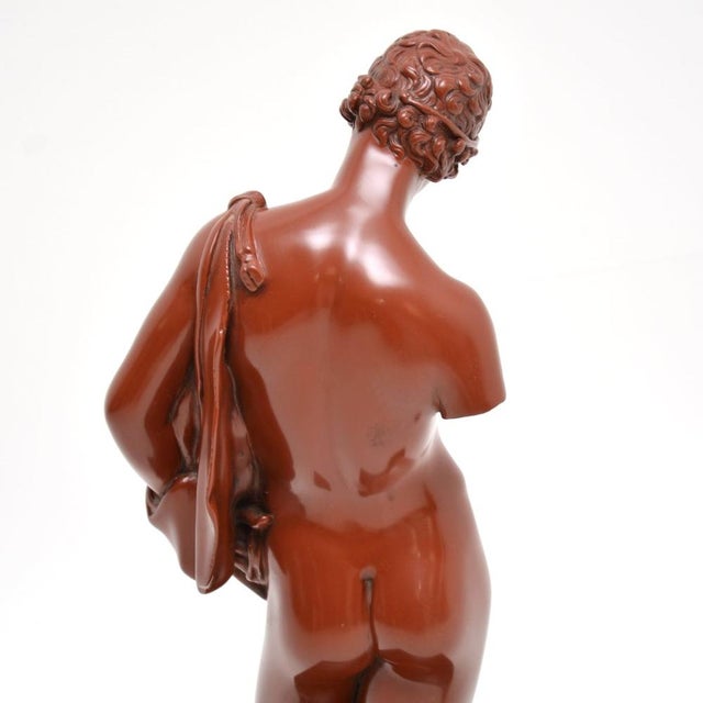 Black Neoclassical Style Sculpture of Meleager, 1950, Resin on Wood Base For Sale - Image 8 of 14