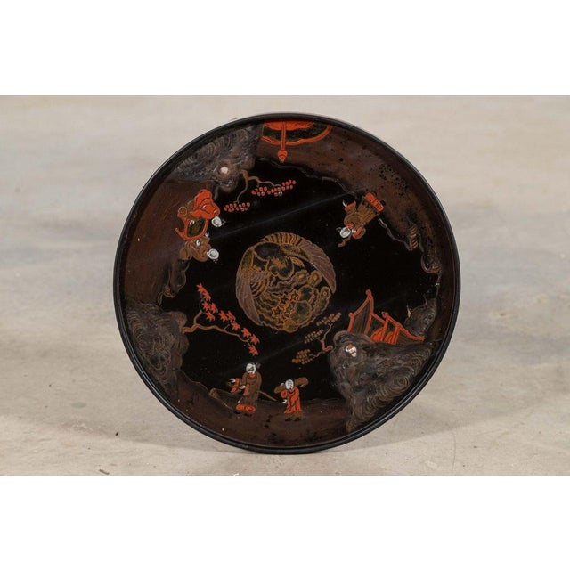 circa 1870 19thC English Chinoiserie Pedestal Side Table W35.5 x D35.5 x H68 cm Weight 3Kg