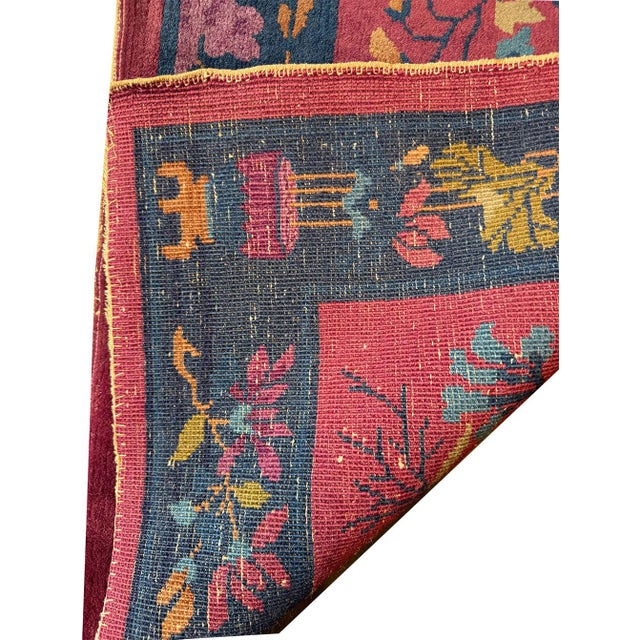 An Antique Cute 2' X 4' Art Deco Chinese Rug Circa 1920 For Sale In Los Angeles - Image 6 of 6