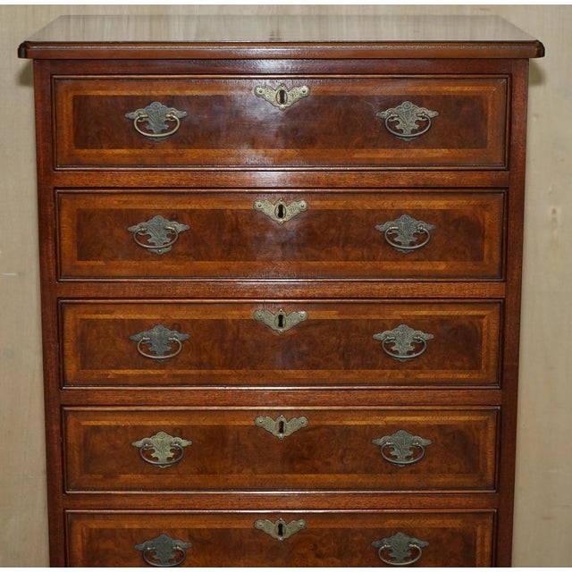 Wood Burr Walnut Tallboy Chest of 10 Drawers For Sale - Image 7 of 18