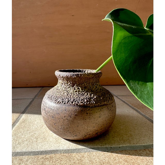 Brown Brutalist Studio Ceramic Art Vase with Textured Rough Glaze, Germany, 1960s For Sale - Image 8 of 12