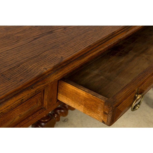 Late 19th Century French Louis XIII Oak Writing Desk With Barley Twist Legs For Sale - Image 9 of 18