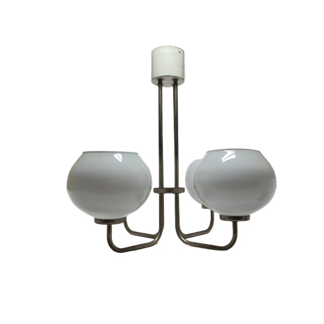 Silver Postmodern Brass and Glass Chandelier, Poland, 1970s For Sale - Image 8 of 10