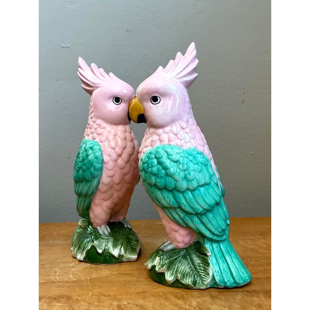 Vintage Ceramic Parrot Figurines - Pair For Sale - Image 11 of 12