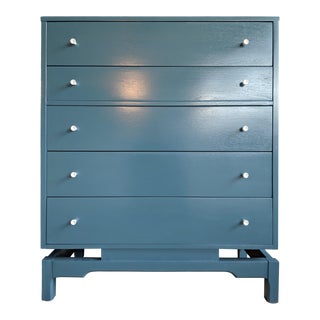 Refinished Midcentury Modern Blue Minimalist Dresser