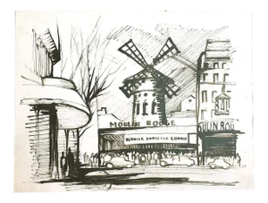Moulin Rouge - Original China Ink on Paper - 20th Century 20th century