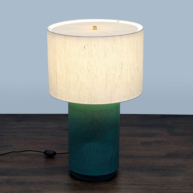 CB2 Cb2 Rosalind Modern Table Lamp With White Shade and Green Gradient Base For Sale - Image 4 of 9
