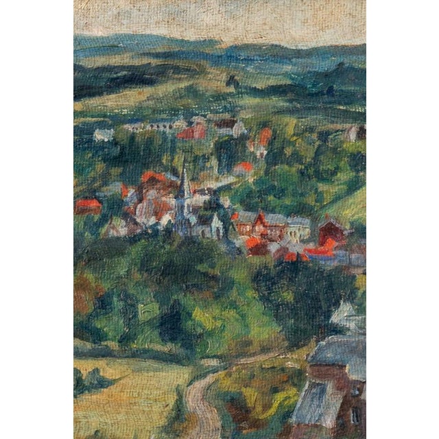 Modern Belgian School, Village View, 1949, Oil Painting on Board For Sale - Image 3 of 9
