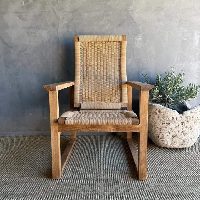 Indoor Outdoor Woven Rope Teak Wood Lounge Chair With Cushion For Sale - Image 4 of 13