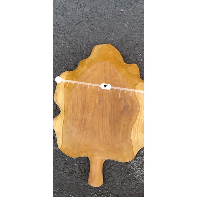 Vintage Hand-Carved Solid Teak Leaf Serving Boards – Set of 5 For Sale - Image 11 of 11