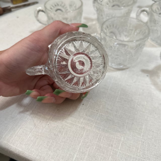 1970s Collection of Small Glass Cups With Sun Designs- Set of 10 For Sale - Image 9 of 10