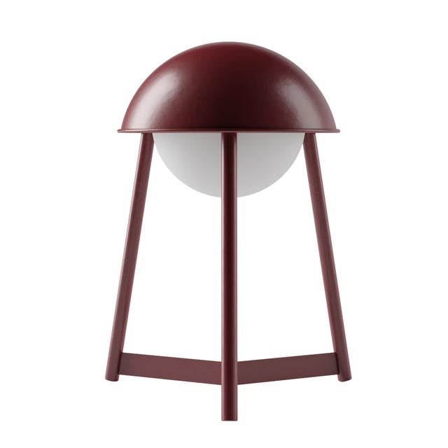 HELMET Rechargeable Cordless LED Table Lamp, 3-Levels Brightness Touch Sensor Control, Oxblood For Sale - Image 12 of 14