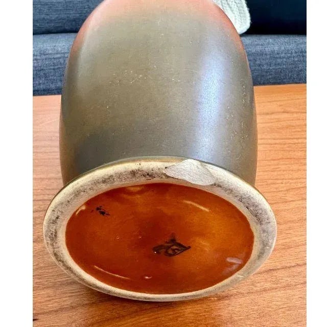 Burnt Orange 1920s Roseville Rosecraft, Ombre Burnt Orange and Burnt Umber, Art Pottery Vase For Sale - Image 8 of 13