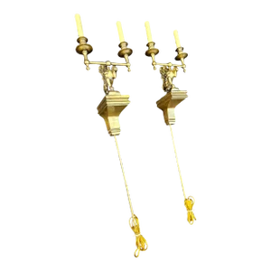 Pair of Early 20th Century Solid Brass Lion Wall Lights & Sconces