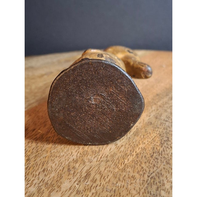 Mustard Antique Cast Iron Standing Duck Paperweight Attributed to Hubley C. 1920s Original Paint For Sale - Image 8 of 14
