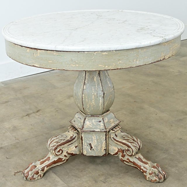 French 19th Century White Marble Top Gueridon with Painted Finish For Sale In Baton Rouge - Image 6 of 17