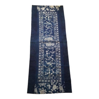 Indigo Batik Table Runner With Birds For Sale