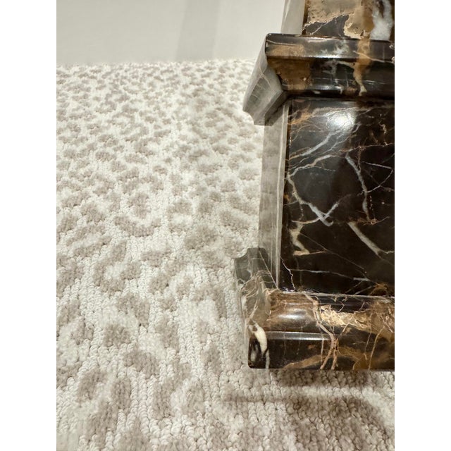 Stone Timelsss Vintage Coffee and Caramel Colored Italian Portoro Nero Solid Marble Obelisks, Grand Tour Style, Mid Century, a Pair For Sale - Image 7 of 8