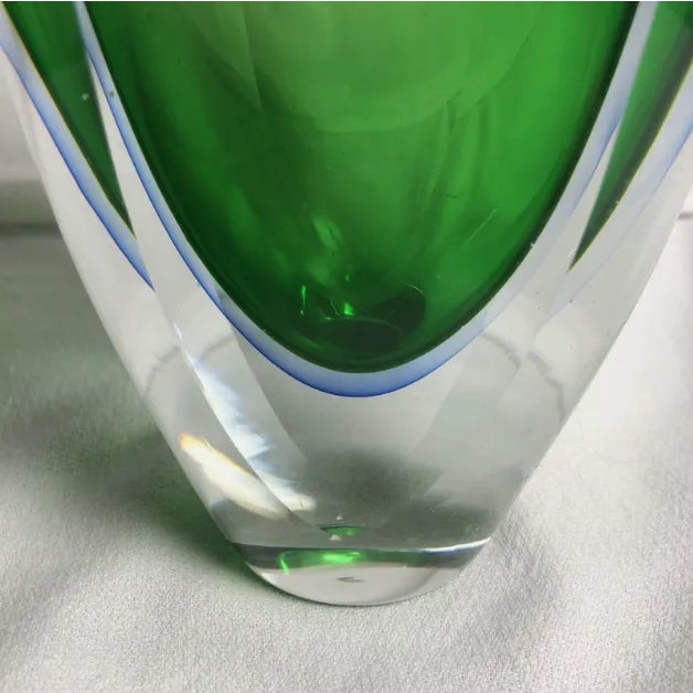 1990s Vintage Murano Style Green & Blue Vase For Sale In San Antonio - Image 6 of 6