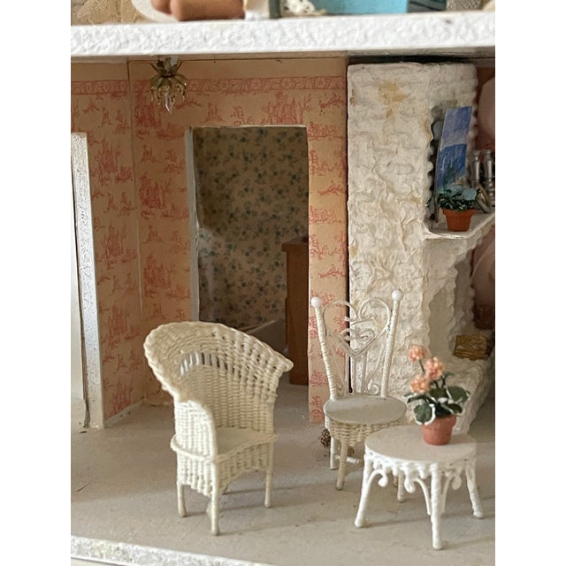 1960 Vintage Dollhouse Blue Cottage Handmade Furnished For Sale - Image 12 of 17