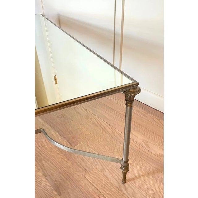 Maison Jansen Steel & Brass Coffee Table in the Style of Maison Jansen For Sale - Image 4 of 5