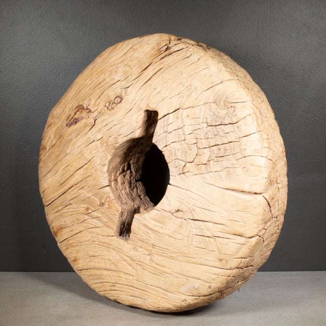 ABOUT Antique wood wheel from India. Possibly a grinder wheel. Great unique piece with character and history for display...