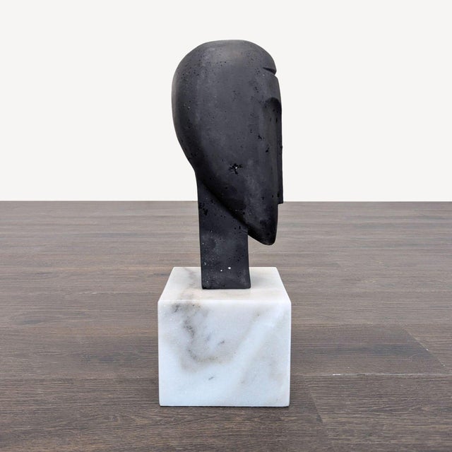 Arteriors Home Modern Abstract Face Sculpture on Marble Base For Sale - Image 4 of 7
