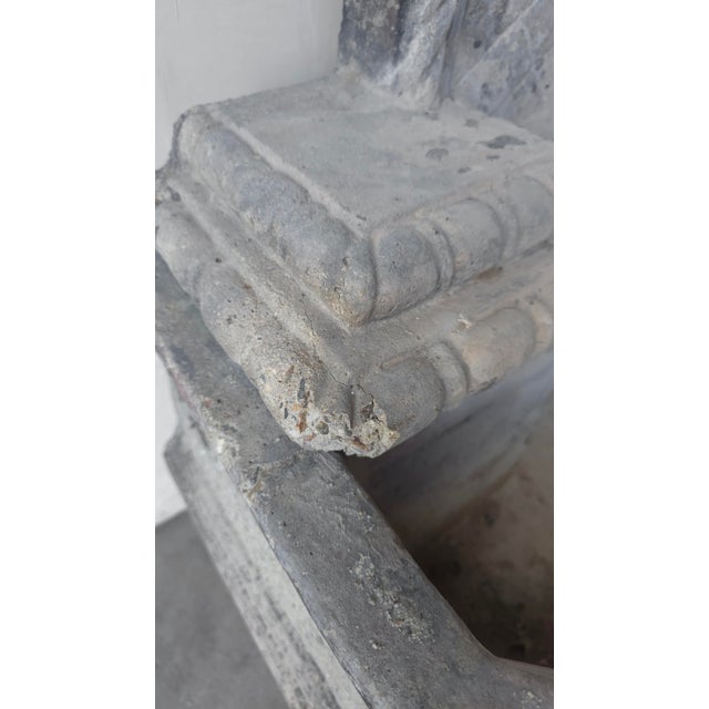 Aged Cast Stone Lions Head Wall Spitting Garden Fountain For Sale - Image 14 of 14