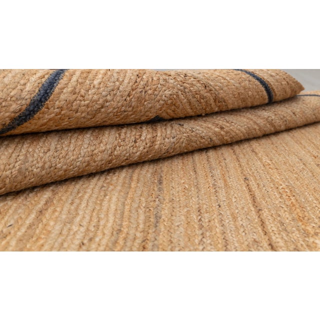 Navy Natural Jute Wave Scallop Rug 3x12 Ft. For Sale - Image 12 of 12