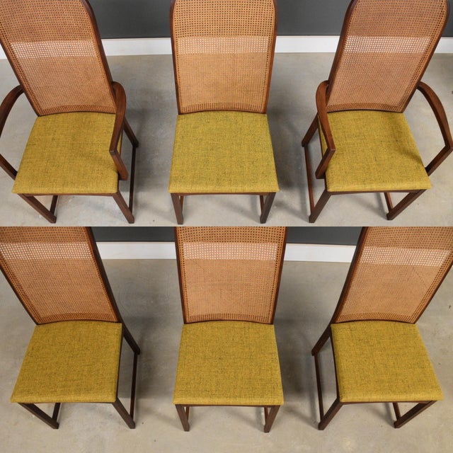 Mid-Century Modern Walnut and Cane Dining Chairs by Milo Baughman - Set of 6 For Sale - Image 3 of 9