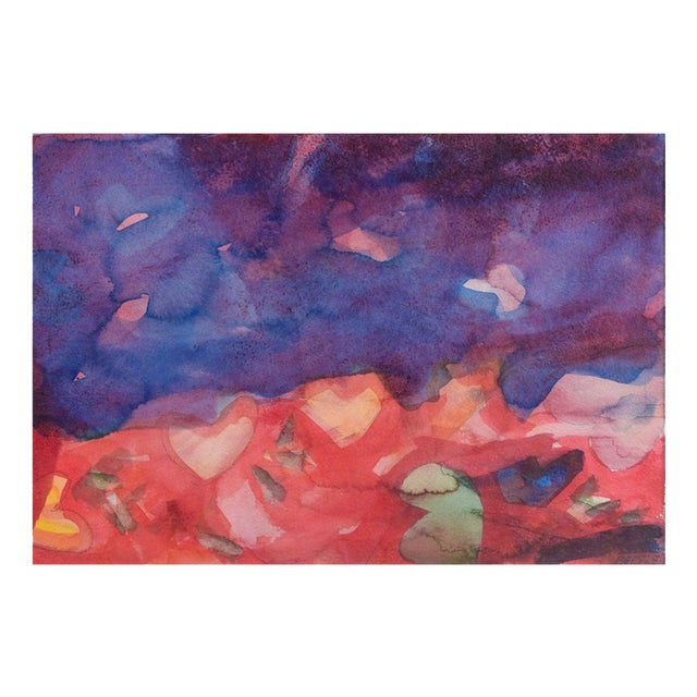 Lars Bertle, Red and Violet Tones, 1987, Watercolor on Paper For Sale