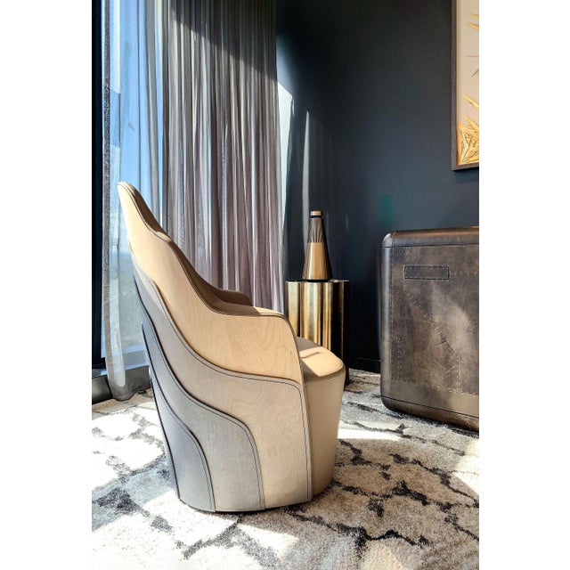 Animal Skin Color & Blanche Contemporary Leather Couture Armchair by Bd Barcelona For Sale - Image 7 of 10