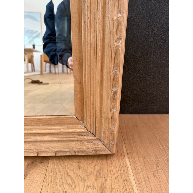 Beautiful vintage hand carved wooden mirror - likely pine.