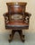 Antique Victorian Brown Leather Captain's Chair by Cornelius V. Smith, 1885 For Sale - Image 3 of 18