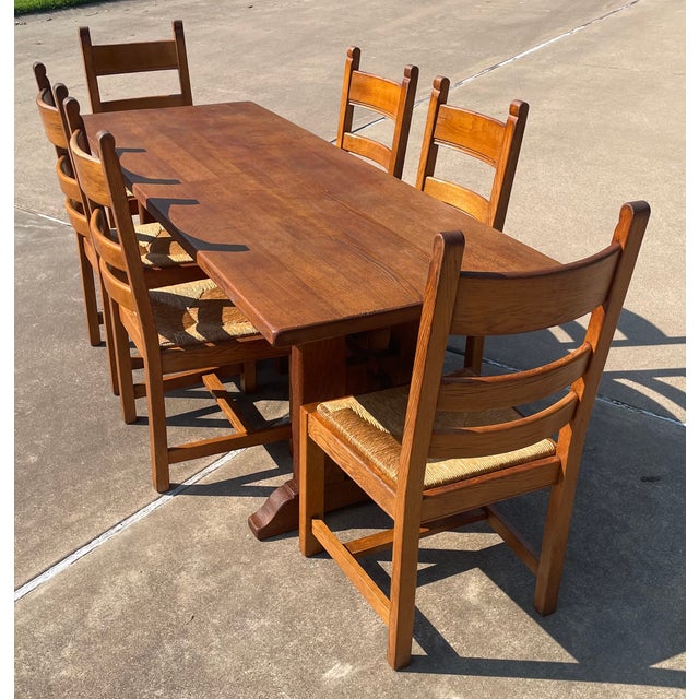 French Country Ladder Back Dining Chairs With Rush Seats - Set of 6 For Sale - Image 11 of 11