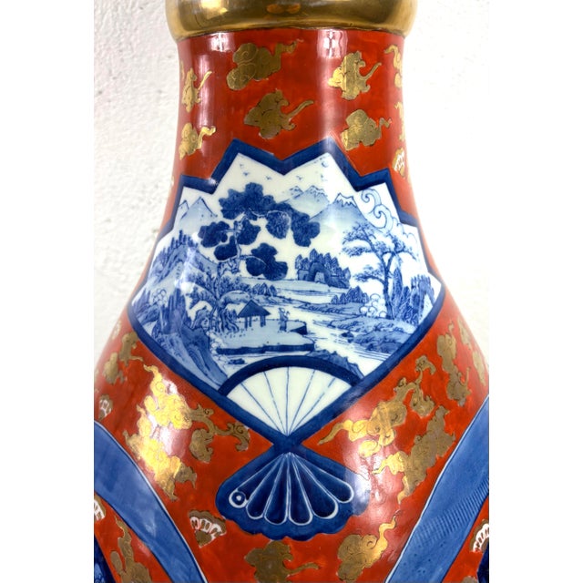 Metal Monumental Palatial Size Hand Painted Japanese Emari Vace For Sale - Image 7 of 12