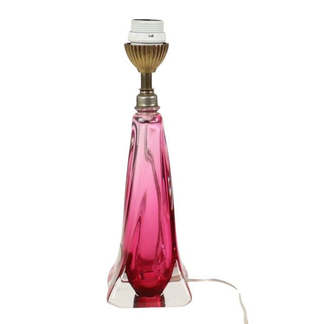 Purple and Pink Crystal Table Lamp from Val Saint Lambert, 1960s For Sale - Image 9 of 14