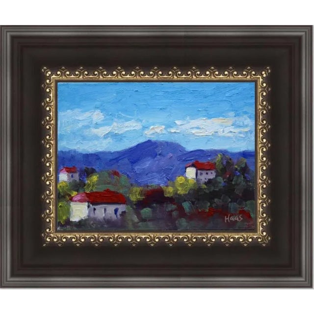 Red Roofs Italy 8x6 oil on linen panel. Original oil on linen panel. Signed Haas. Unframed. Frames shown are for sample only.