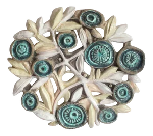 Ceramic Flower Bas-Relief by Elisabeth Vandeweghe for Perignem, 1970s