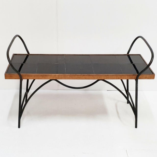 Rectangular Coffee Table in Steel and Oak, 1950s For Sale - Image 9 of 9