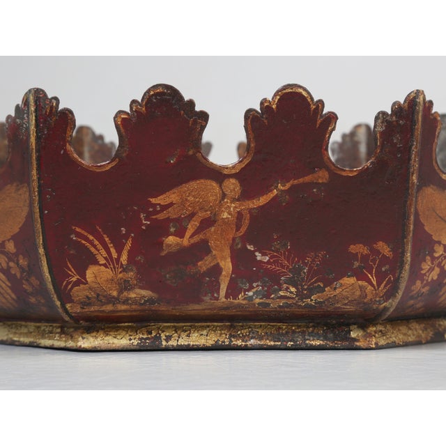 Antique French tole painted jardinière or planter. In looking over the planter carefully, I am sure it has had some paint...